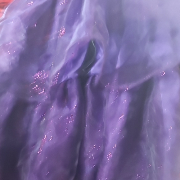 Girls Purple One-Shoulder Dress With Tulle Skirt Sequins & Glitter Size S/M - Picture 4 of 6